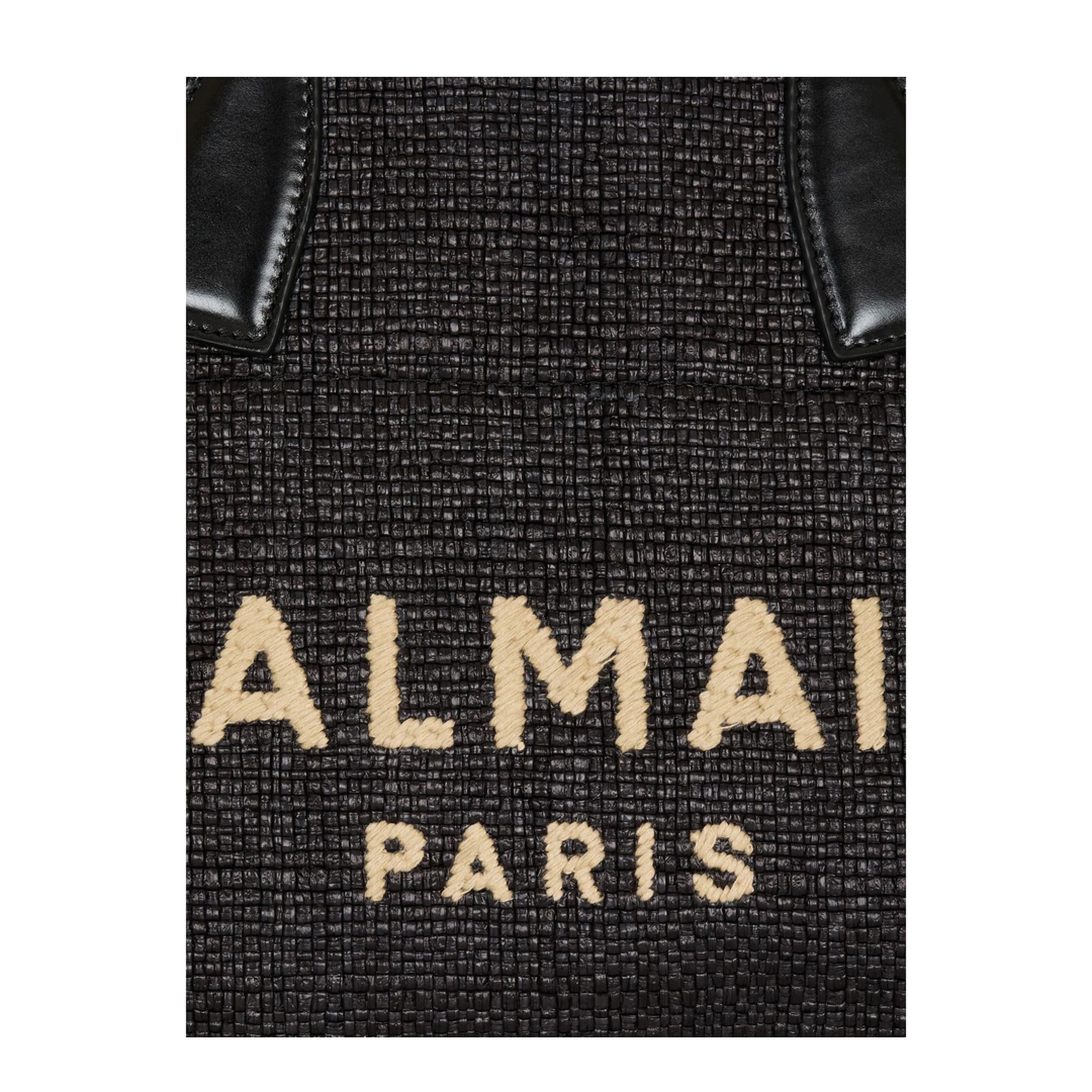 Track Medium Raffia Tote Bag - Black