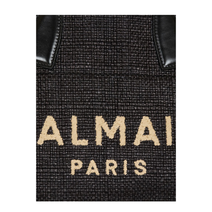 Track Medium Raffia Tote Bag - Black