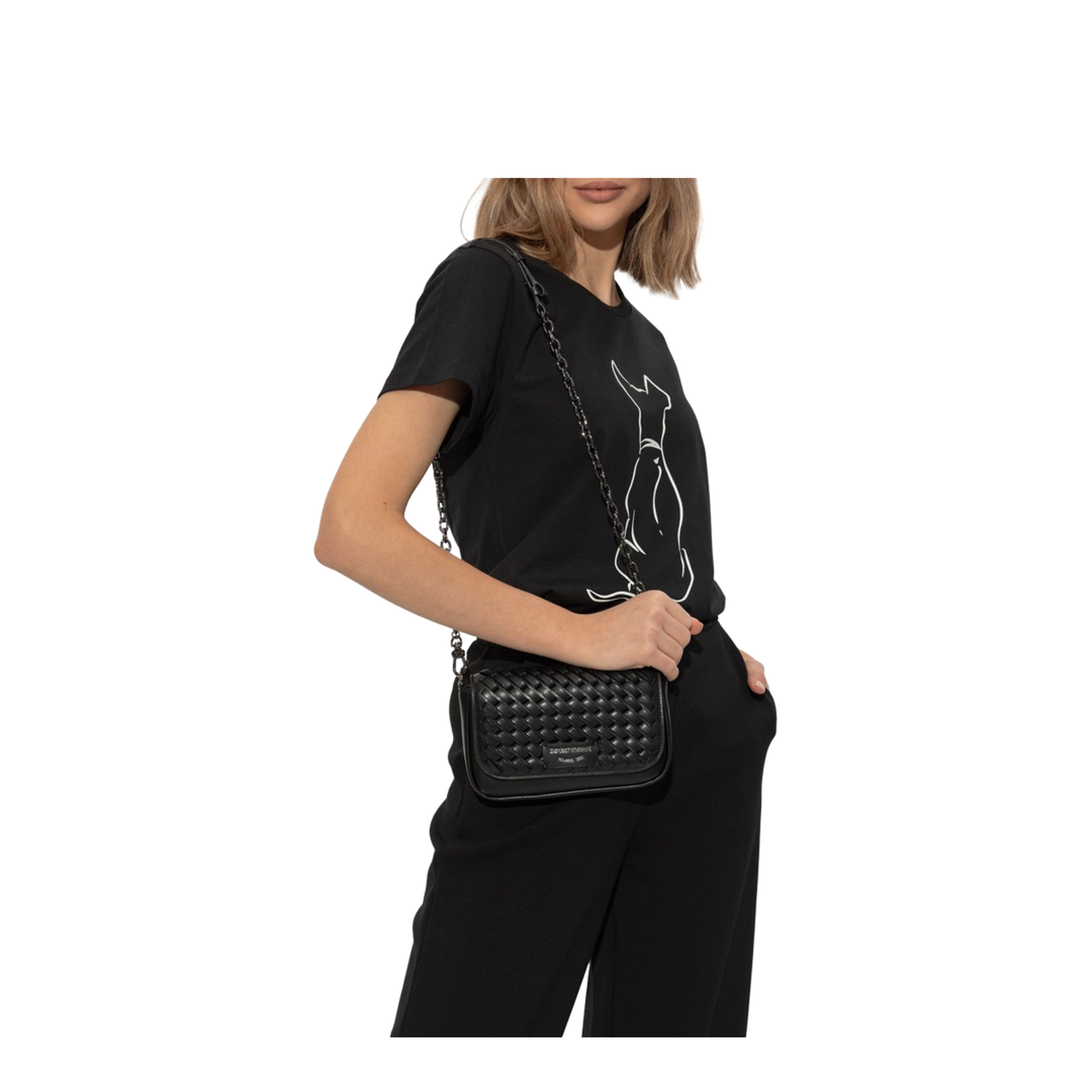 Mini Bag in Interwoven Leather with Chain Shoulder Strap