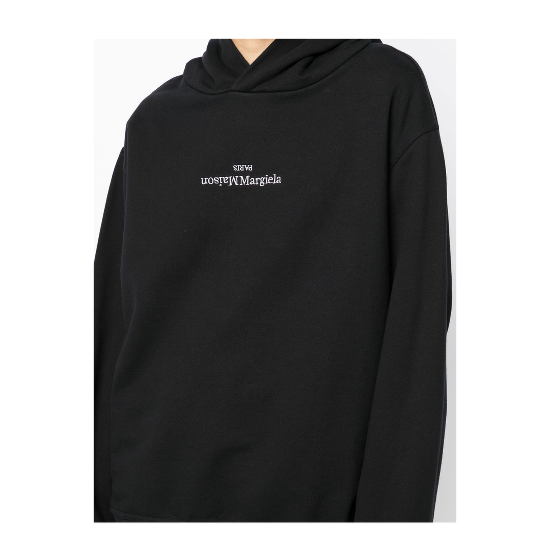 Black Cotton Hooded Sweatshirt