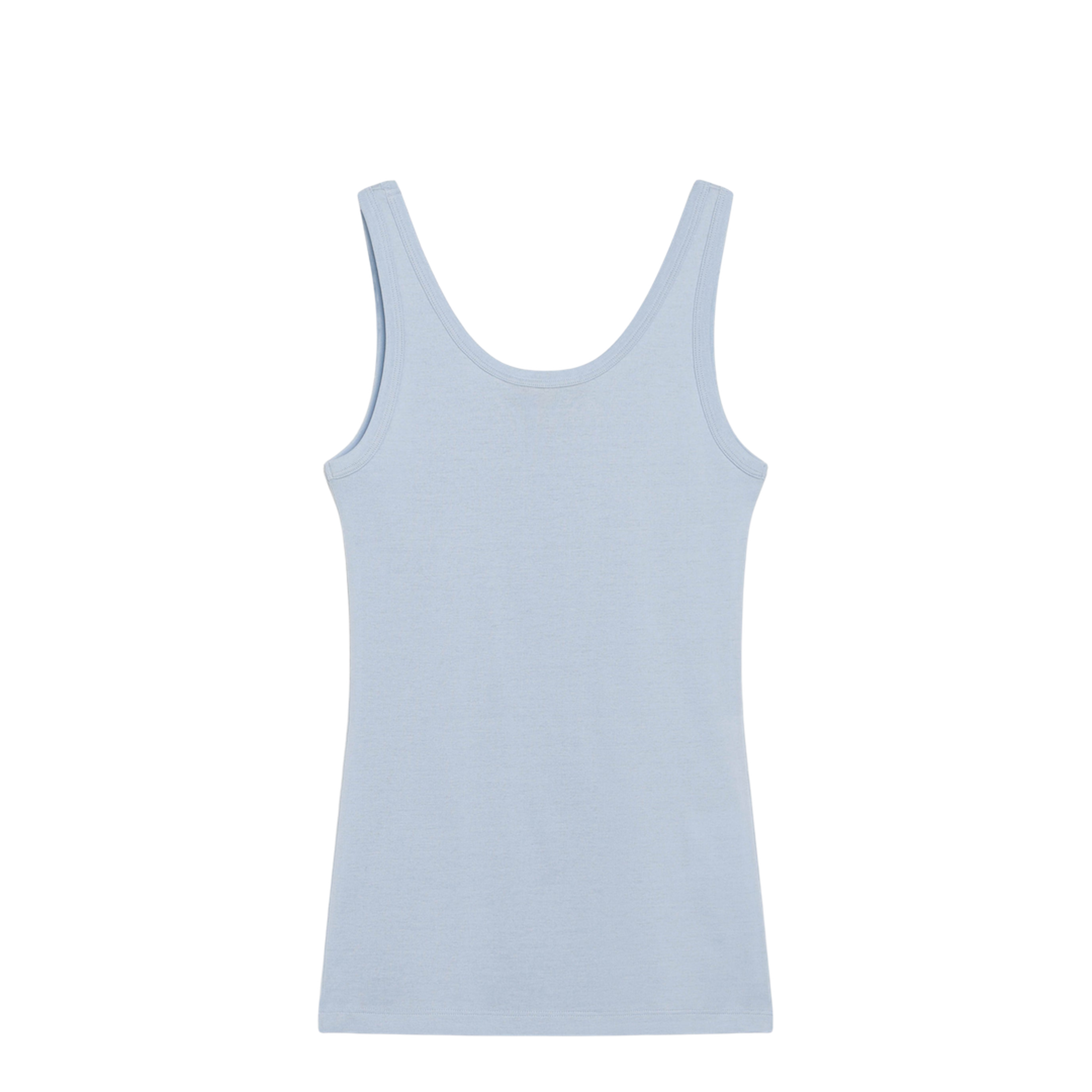MAYFEYR - Prada - Ribbed Cotton Top With Triangle Logo In Sky Blue - 39576LWMO14L0F0012