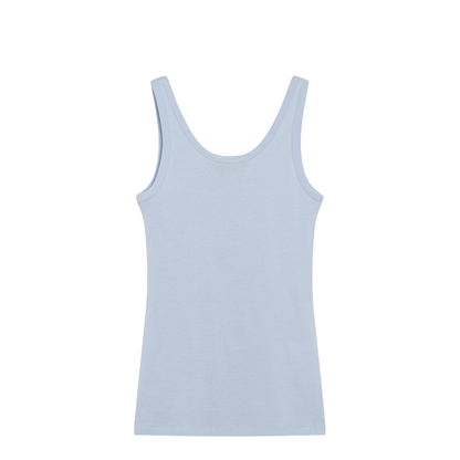 MAYFEYR - Prada - Ribbed Cotton Top With Triangle Logo In Sky Blue - 39576LWMO14L0F0012
