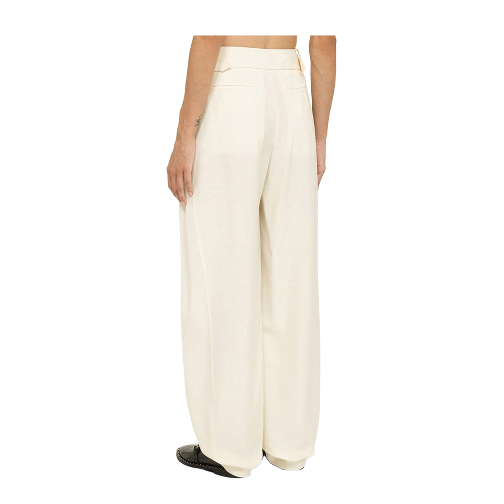 Cream Wool Baggy Trousers