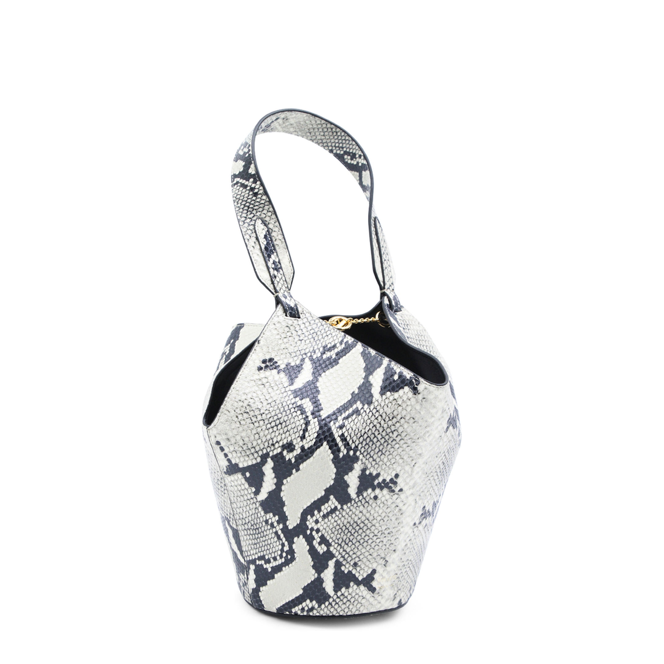 Lotus Mini Python-Embossed Calfskin Tote - Natural