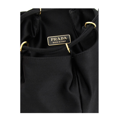 Mini Satin Bucket Bag - Black