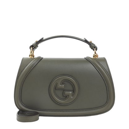 Blondie Medium Top Handle Bag in Forest Green Leather