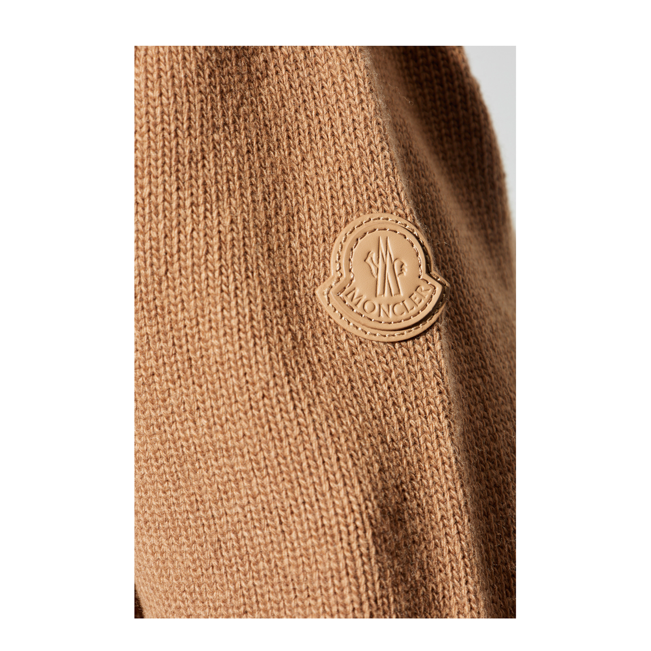 Camel Beige V-Neck Wool Cardigan