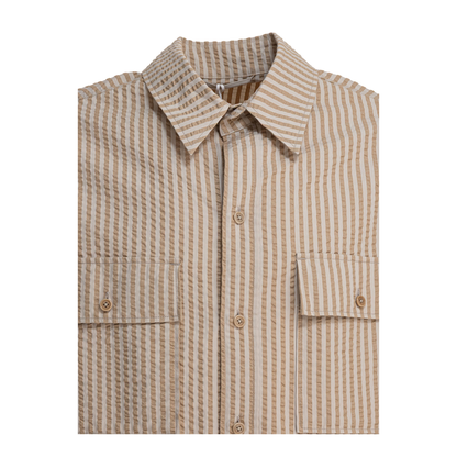 MAYFEYR - Kaptain Sunshine - Striped Overshirt Jacket - KS25SJK22GOLDENECRU