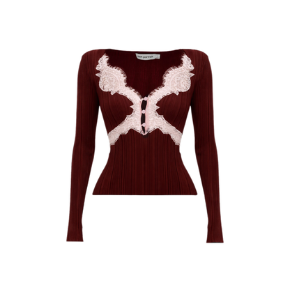 MAYFEYR - Self Portrait - Top With Lace Details - RS26176TBBUBROWN