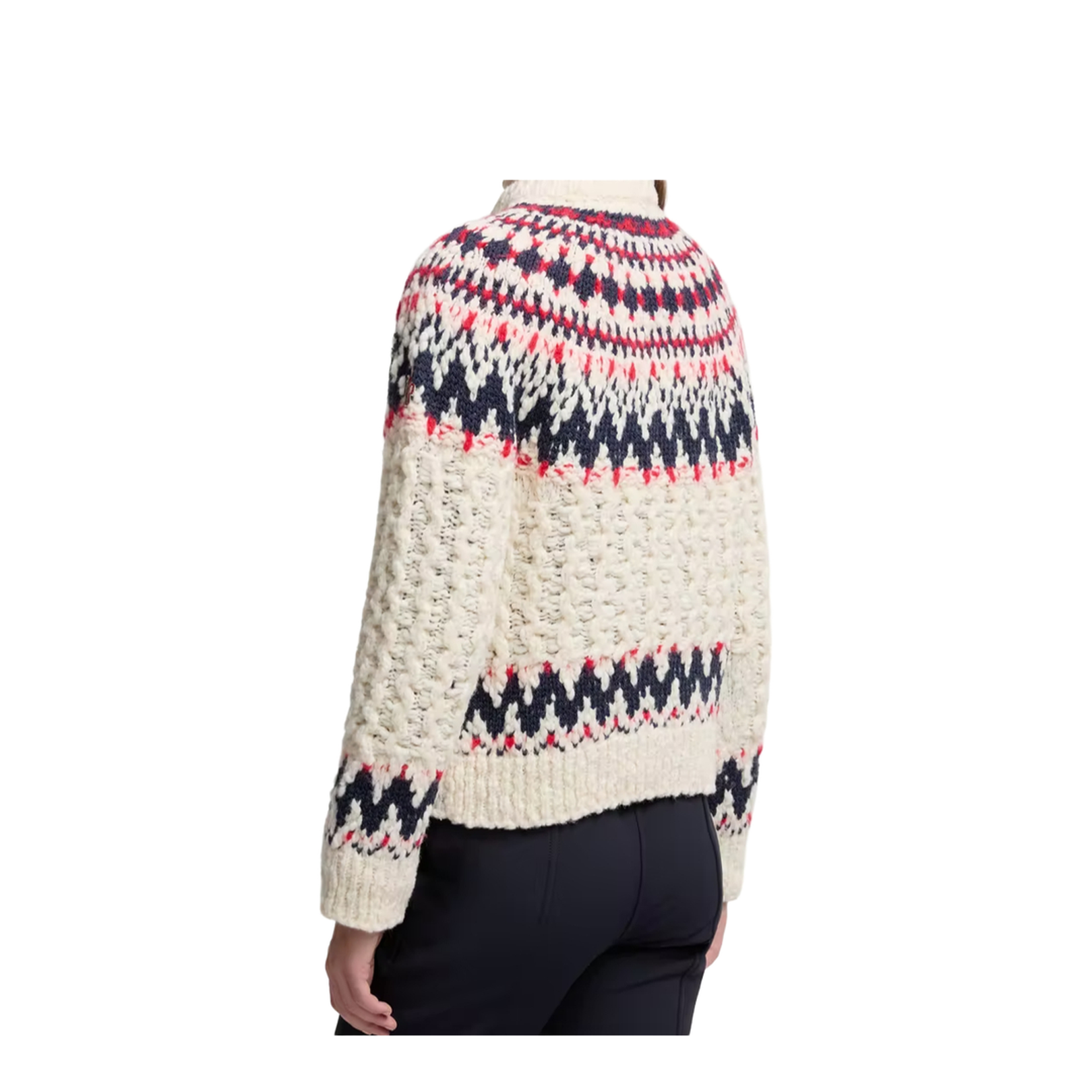 White & Blue & Red Geometric Jacquard Wool Blend Jumper