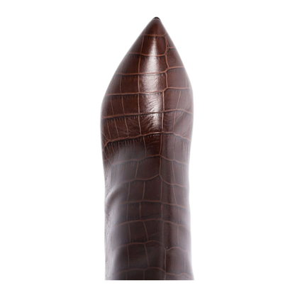 MAYFEYR - Paris Texas - Croc Embossed Leather Stiletto Boots - PX133XCOCOCIOCCOLATO
