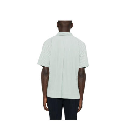 Light Green Short Sleeves Button Fastening Collared Top