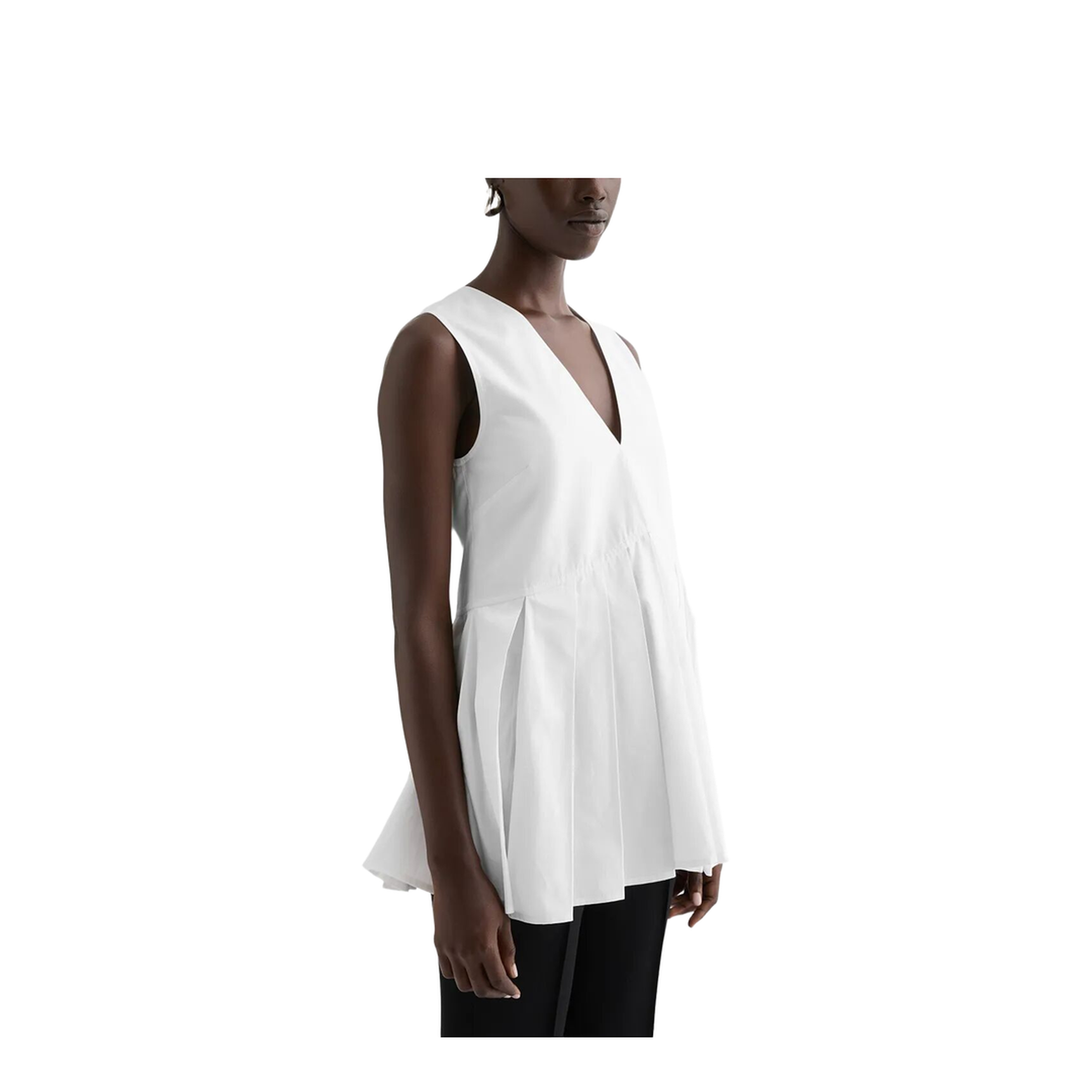 Cotton Poplin Pleated Top Woman