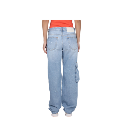 Light Blue Cotton Cargo Jeans