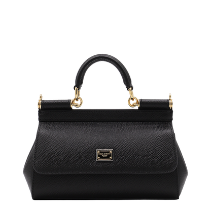 Sicily Small Calf Leather Top-Handle Bag - Nero