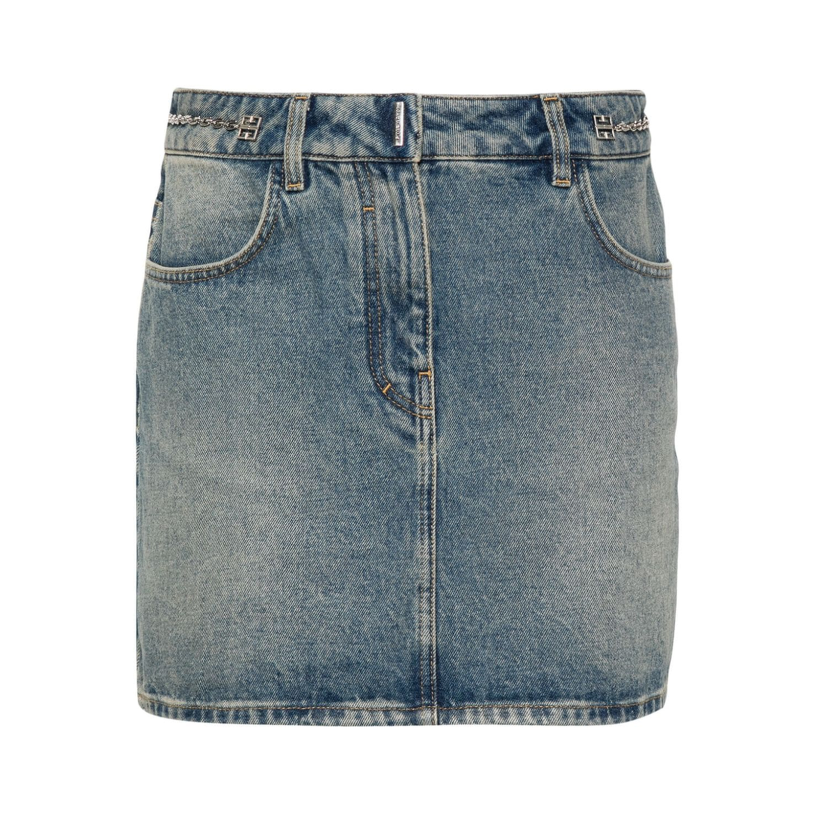 Denim Mini Skirt in Clear Blue