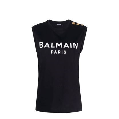 Sleeveless Black T-shirt with Logo