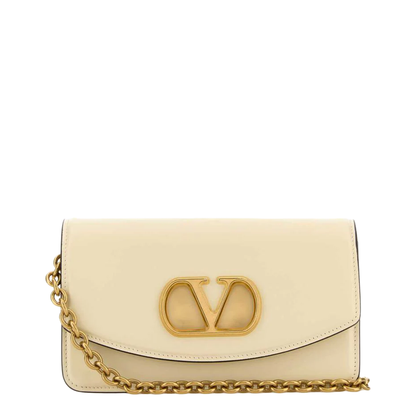 Ivory Leather Vlogo Signature Shoulder Bag