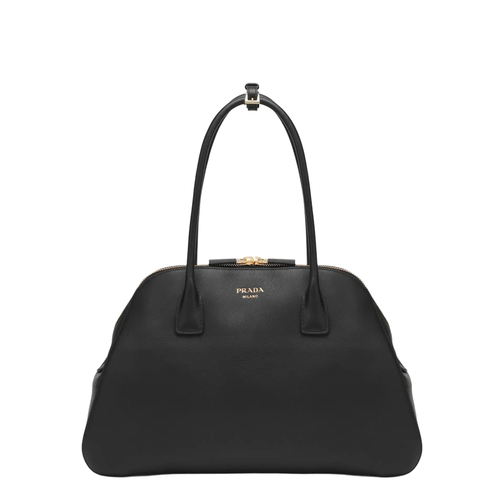 Large Black Leather Shopping Bag