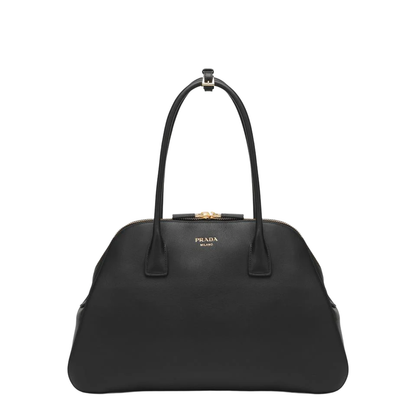 Large Black Leather Shopping Bag