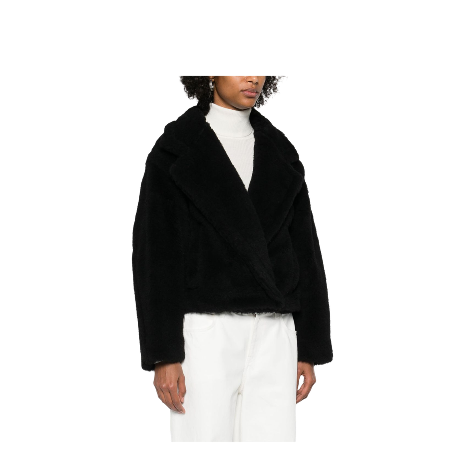 Black Front Press-Stud Fastening Jacket