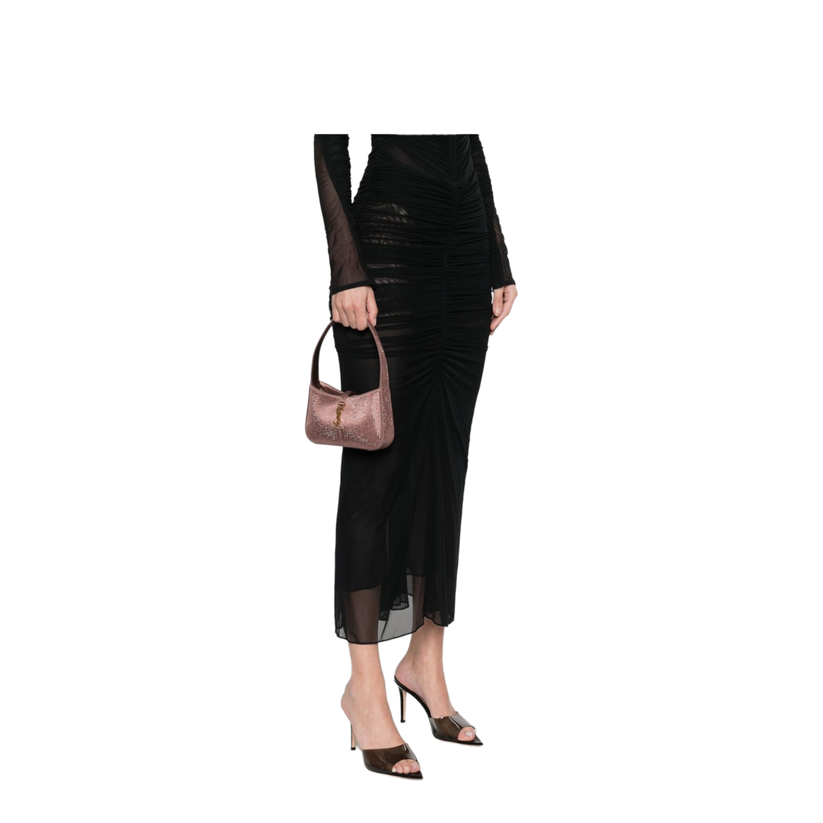 Le 5 à 7 Mini Satin and crystals Shoulder Bags - Pastel pink