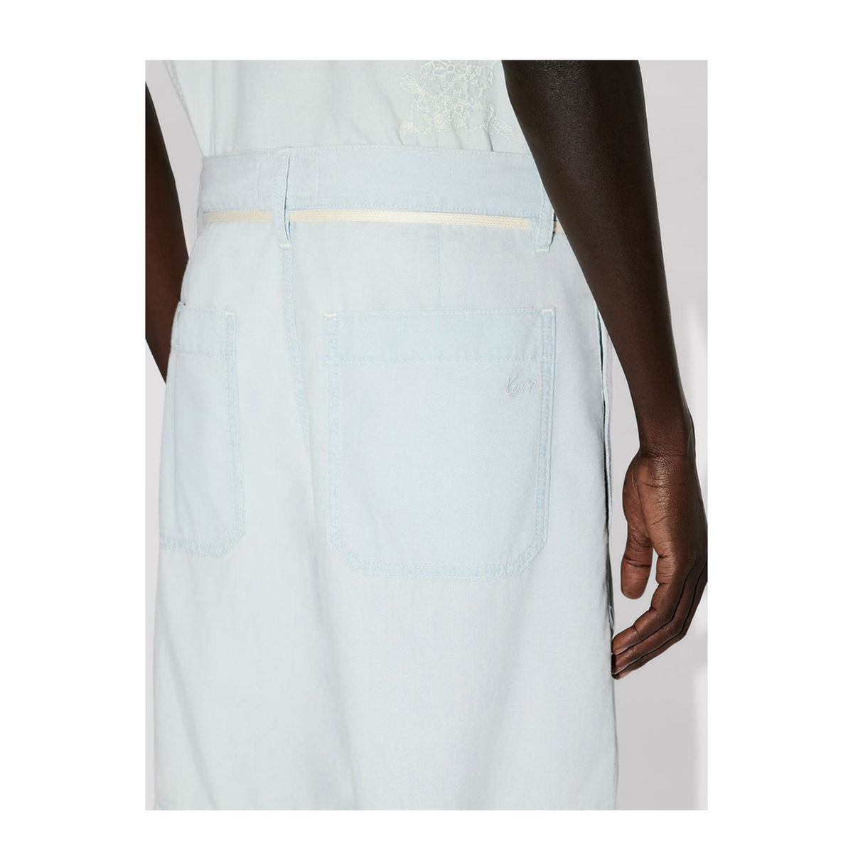 MAYFEYR - Kenzo - Straight Shorts In Stone Bleach Chambray - FG55DS3416F4DY