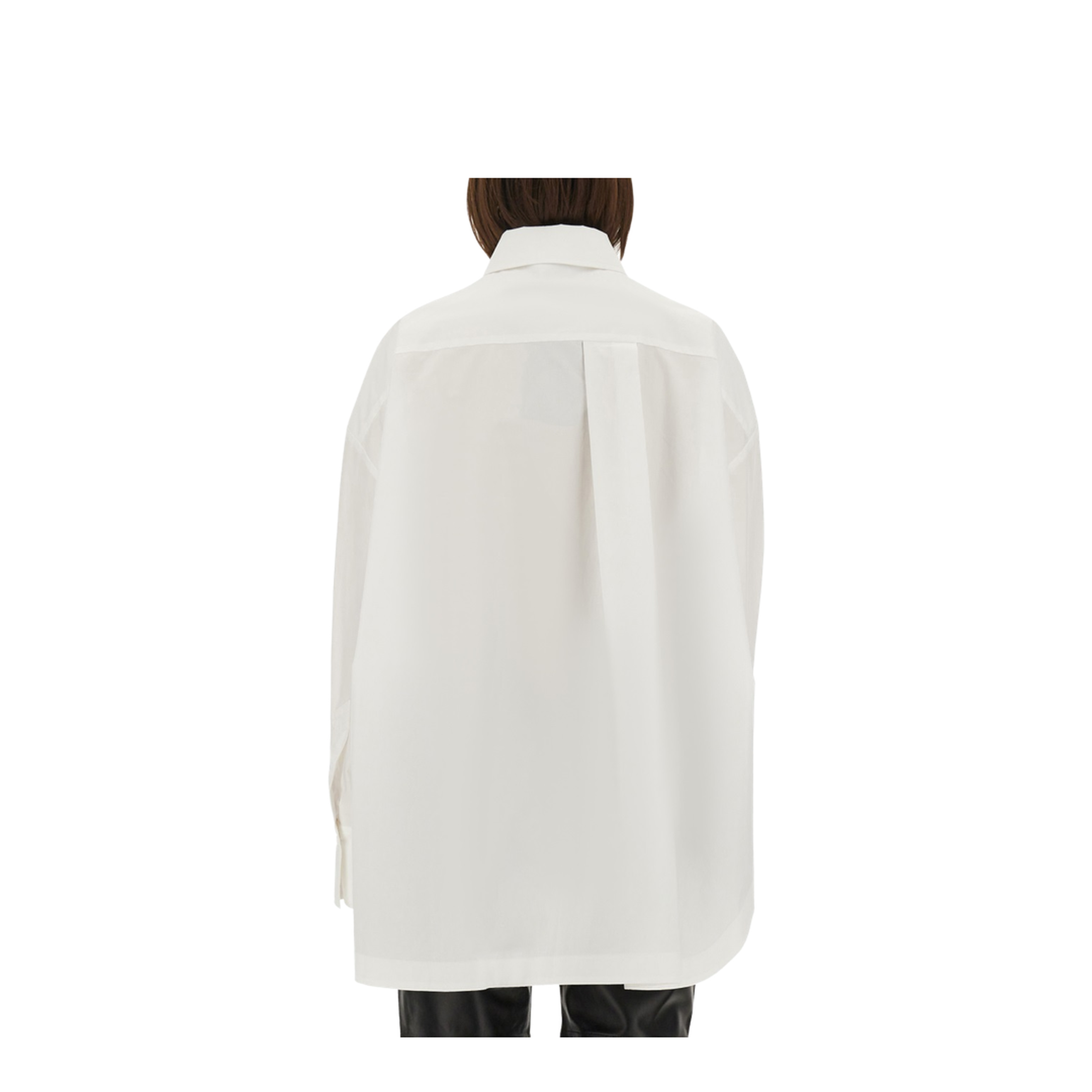 Shirt in White and Navy Blue Popeline