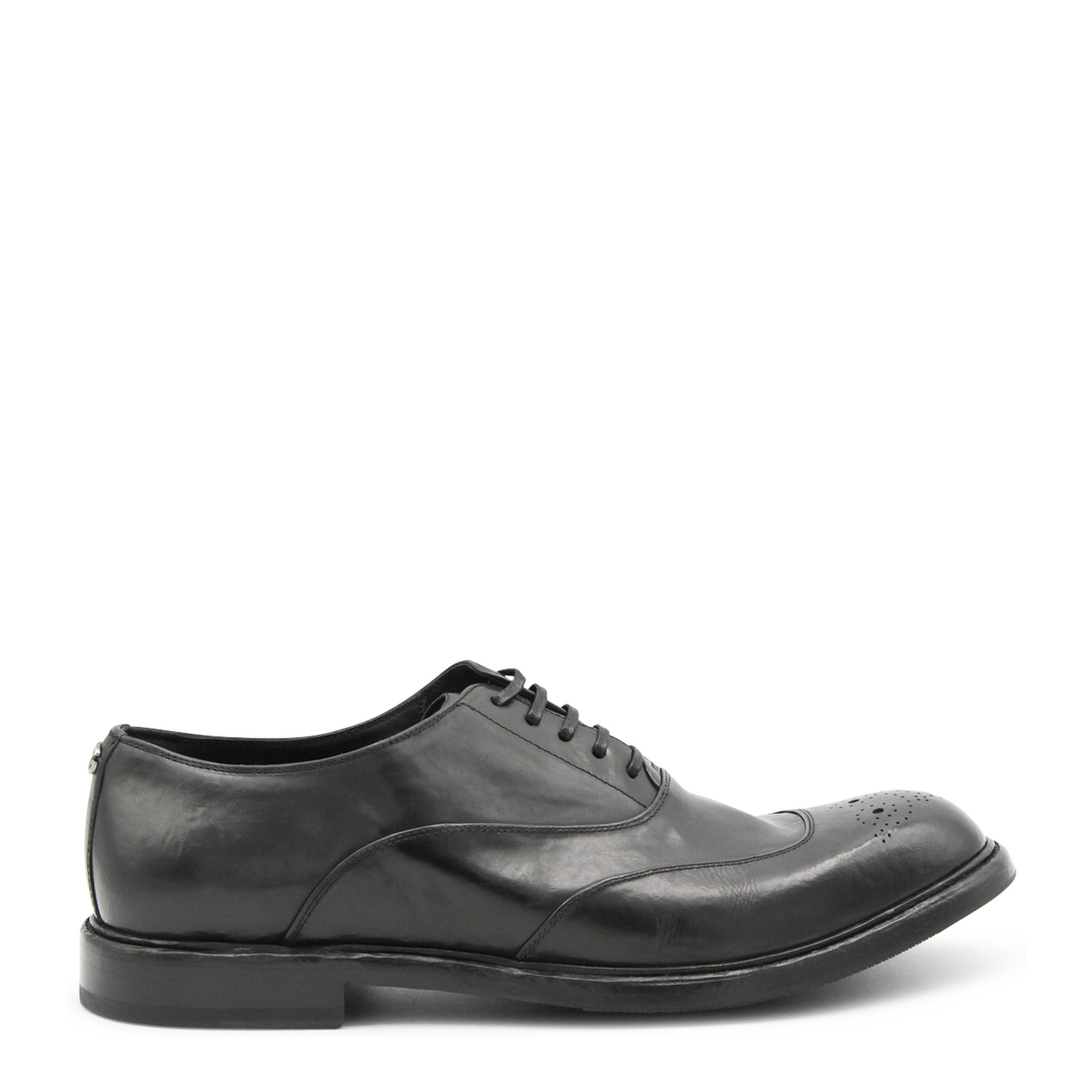 Washed Black Calfskin Lace-Up Shoe