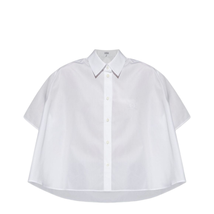 White Short Sleeves Button Fastening Collared Shirt