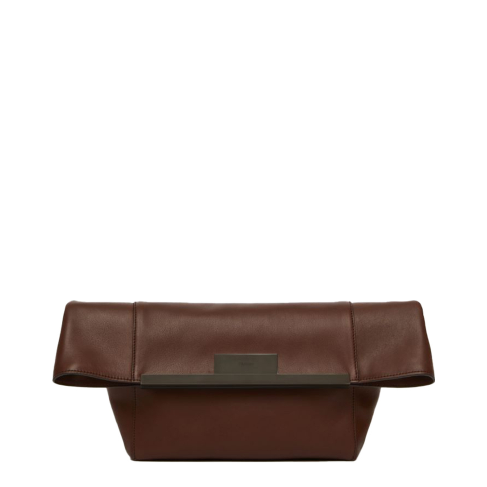 Small Natural Leather Clutch Bag Cocoa