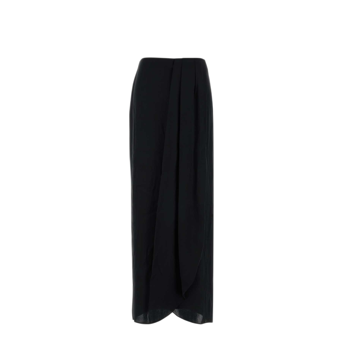 Draped Satin Midi Skirt