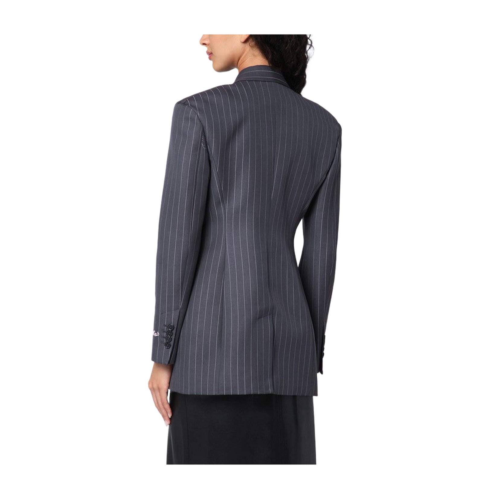 Single-Breasted Grey Pinstripe Jacket