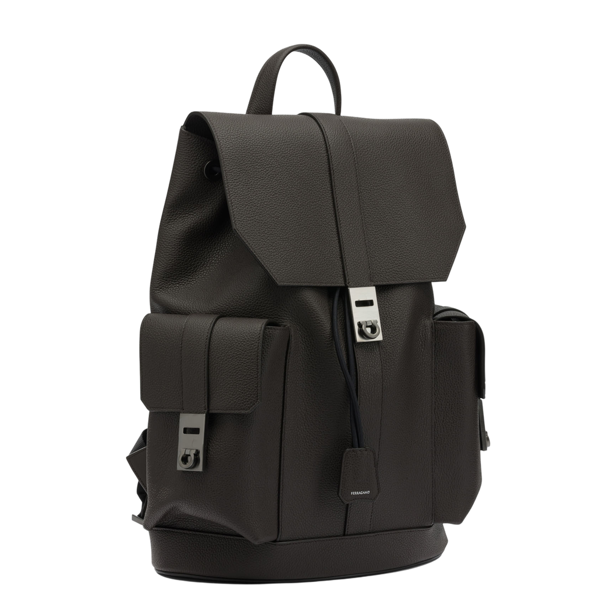 Double Pocket Leather Backpack