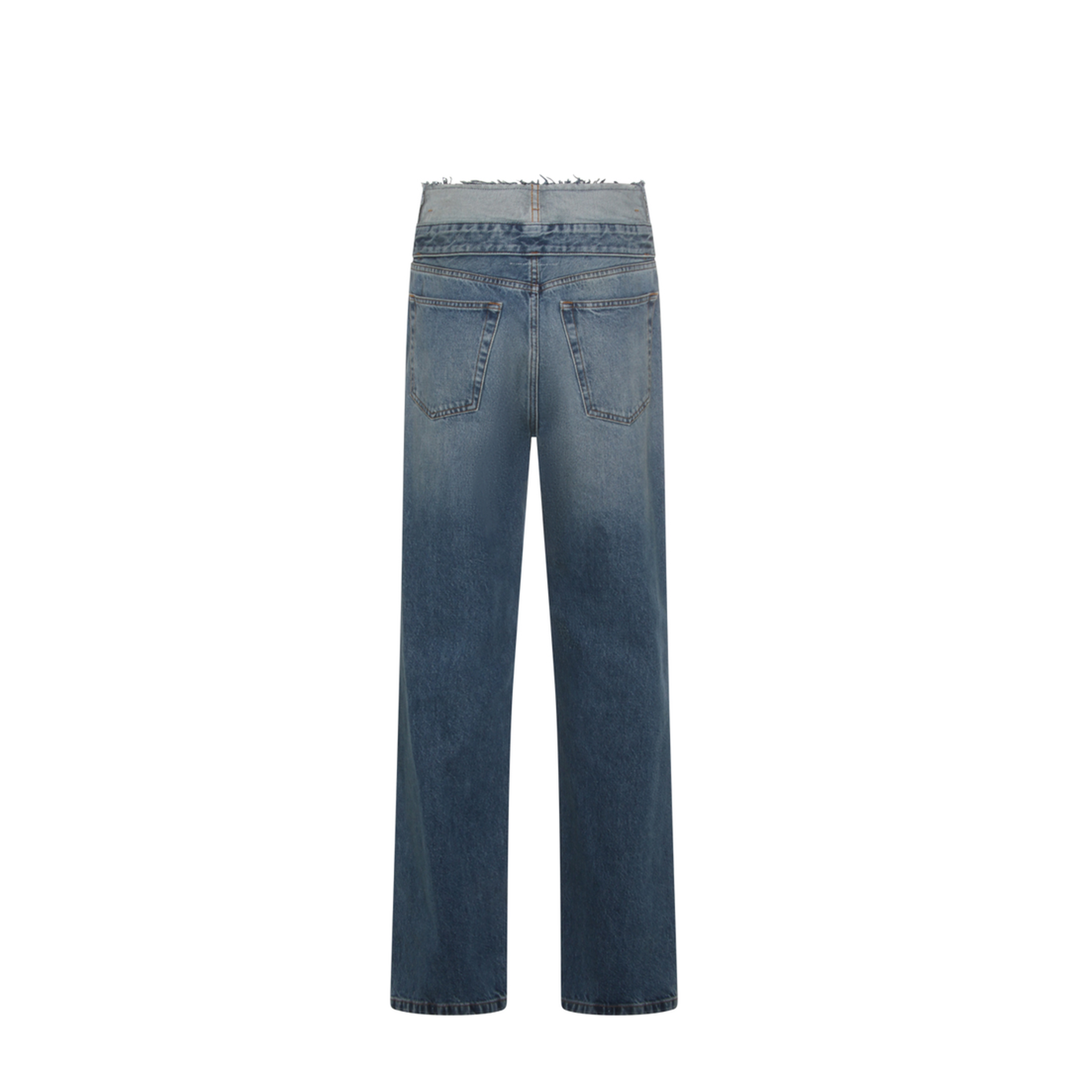 Light Blue Washed Jeans with Layered Waistband