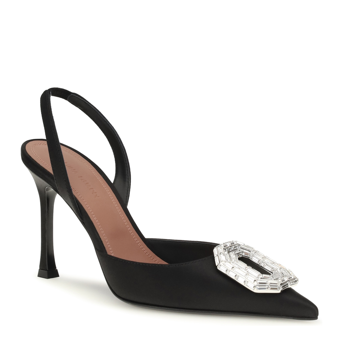 MAYFEYR - Amina Muaddi - Camelia Satin Slingback Pumps - C9S343954CAMBLACKSATIN