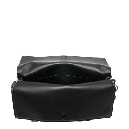 Large GG Leather Shoulder Bag - Black