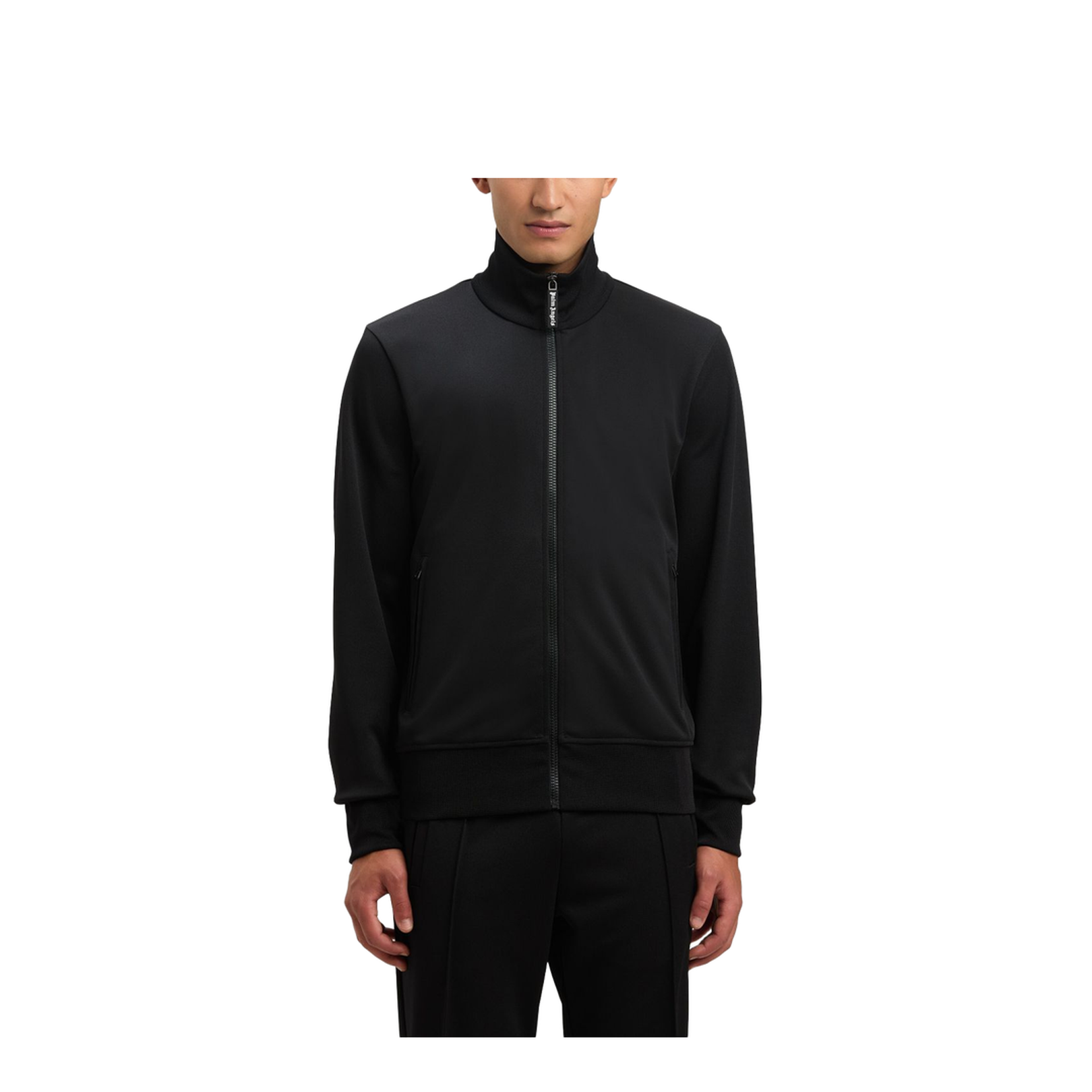 Back Curved Logo Track Jacket Black