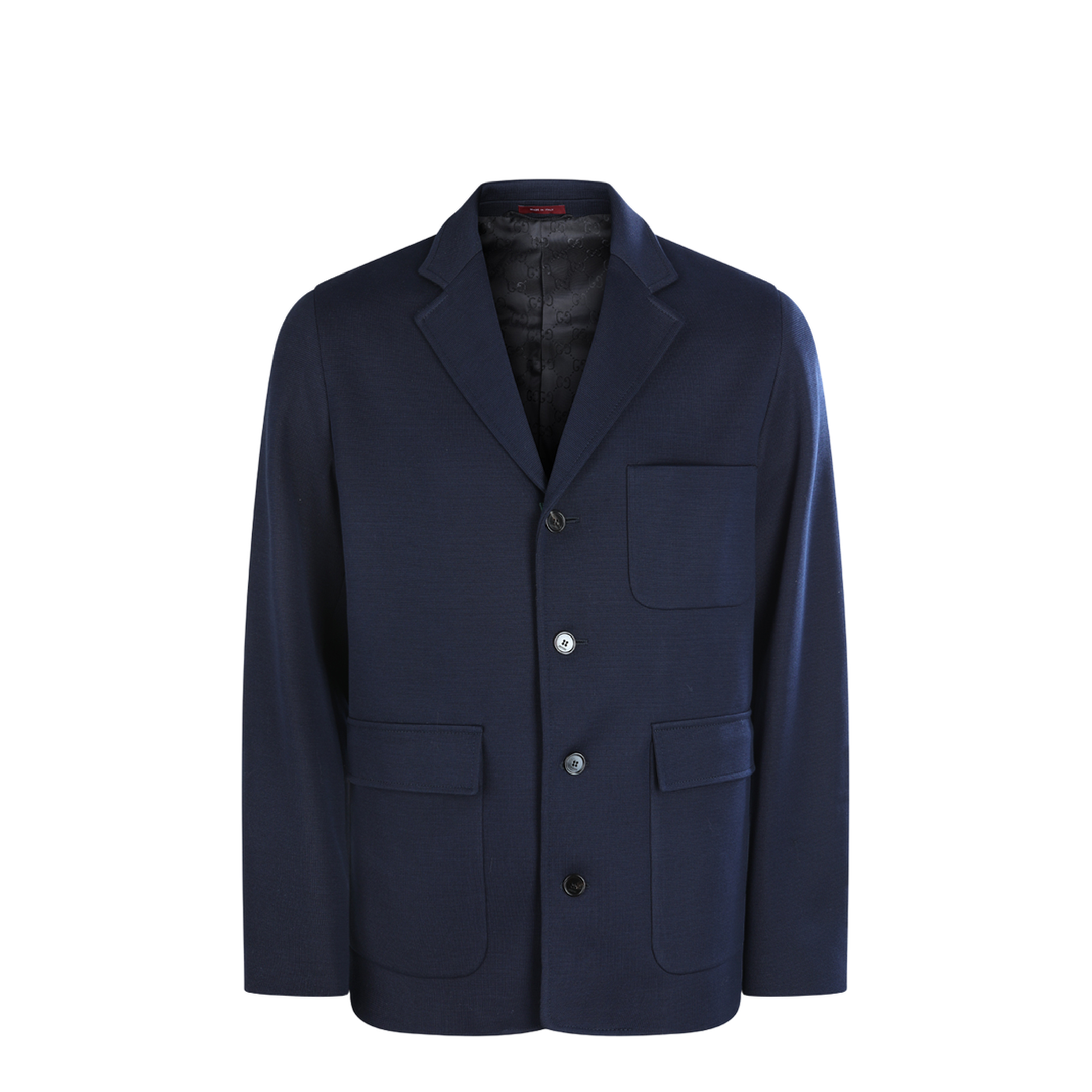 Single-breast Cotton Jersey Jacket in Dark Blue