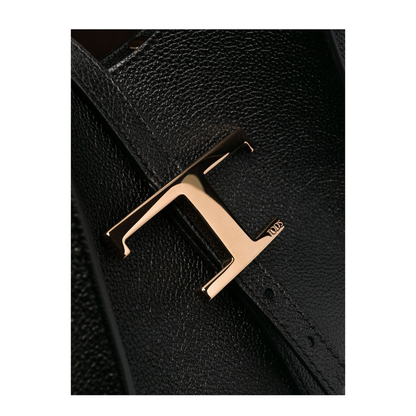 T Timeless Small Calf Leather Shopping Bag - Black