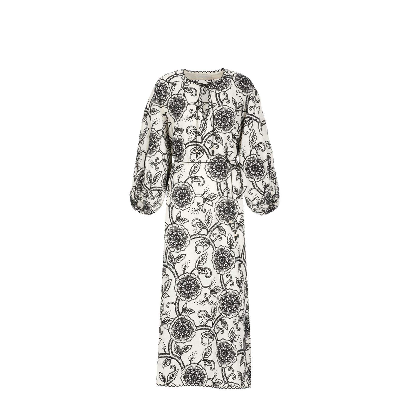 Floral Linen Dress with V-Neck
