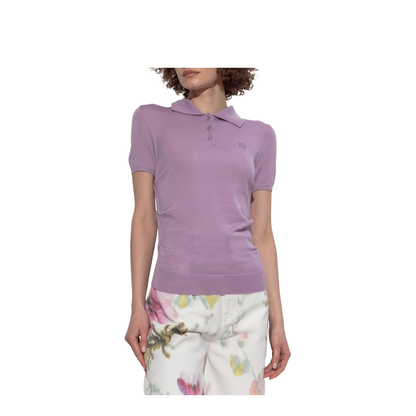 Short Sleeve Sweater in Cotton Blend White