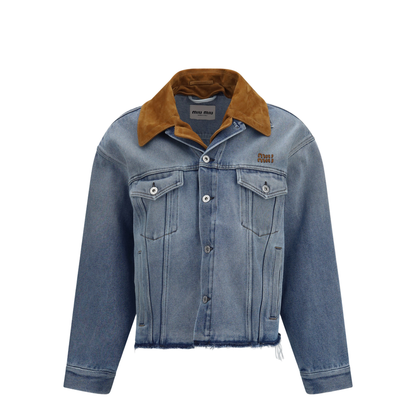 MAYFEYR - Miu Miu - Washed Denim And Suede Jacket - GWB313SOOO196Y