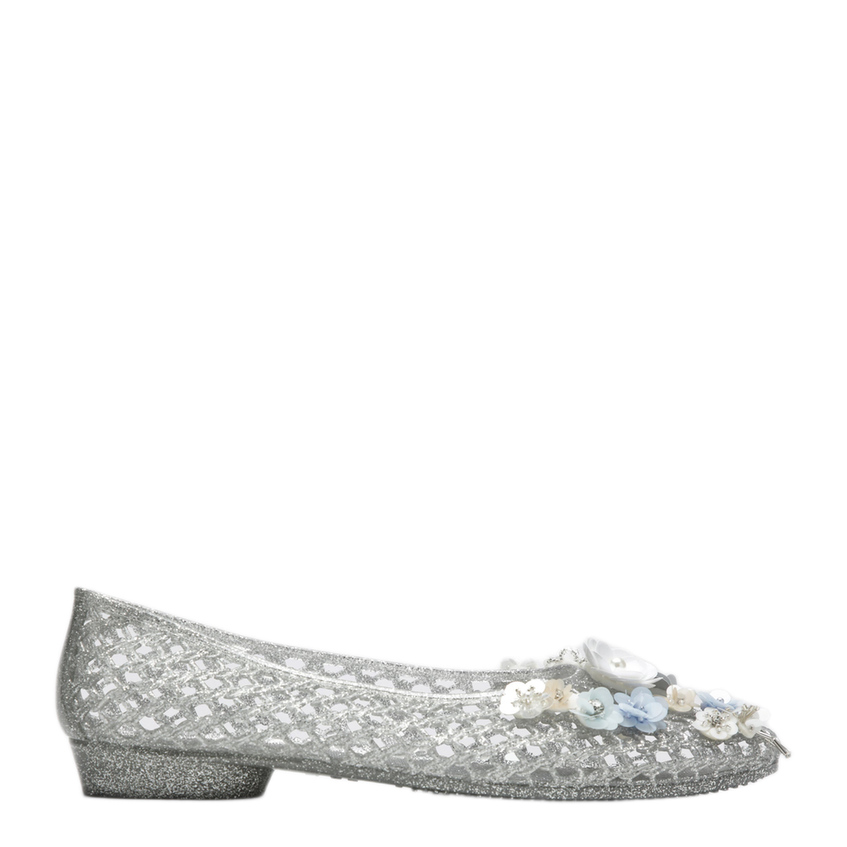 MAYFEYR - Heavenly Jelly - Silver Hibiscus Ballet Flats In Pvc - HJ26SSALST07SL01