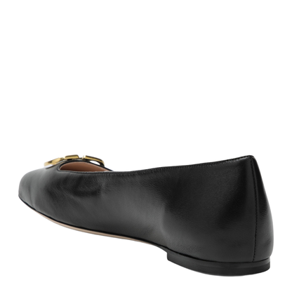 Black VLogo Signature Ballerina Flats in Nappa Leather
