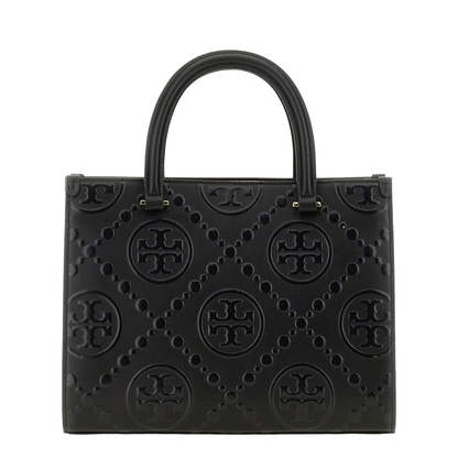 T Monogram Embossed Square Tote Bag