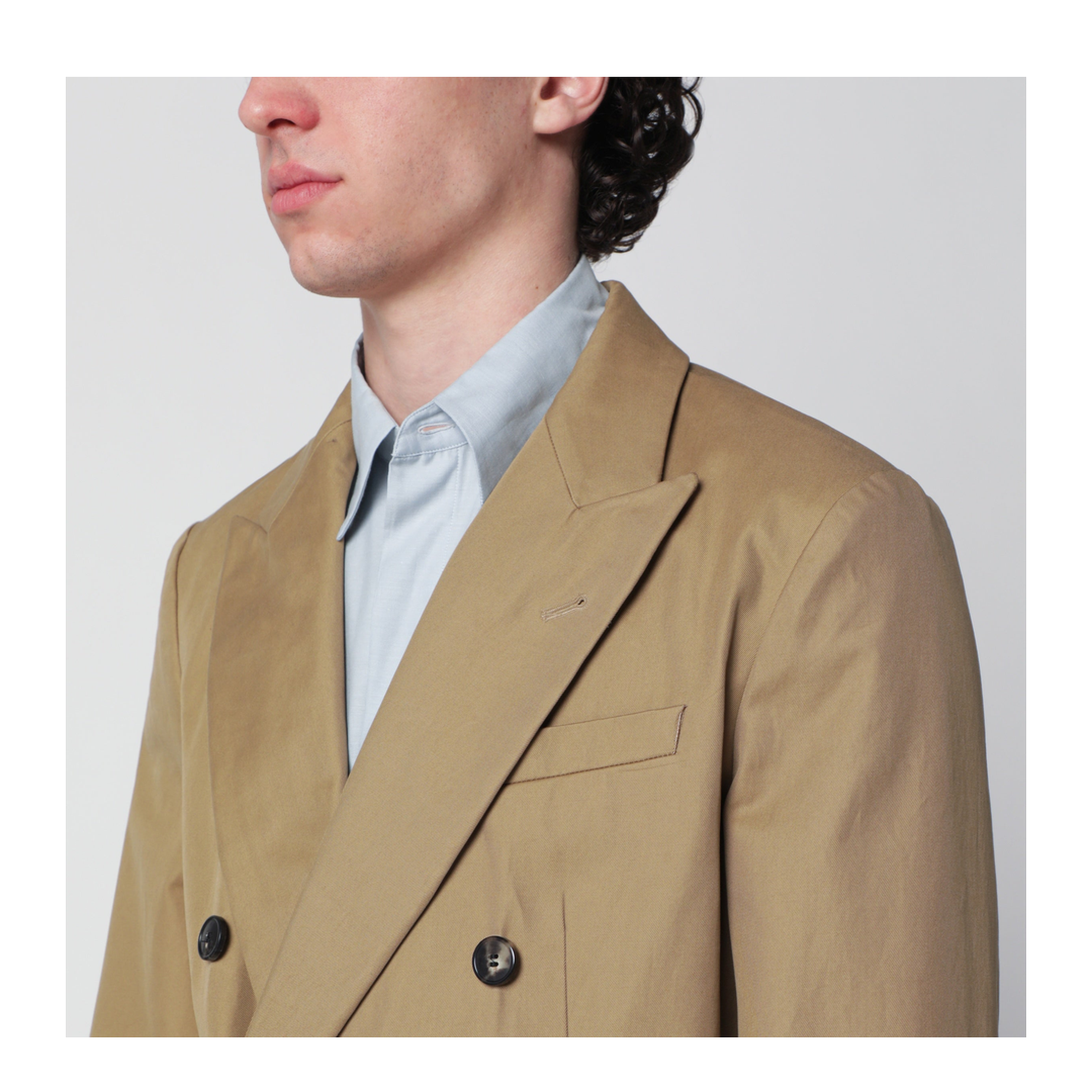 Camel Double-Breasted Jacket