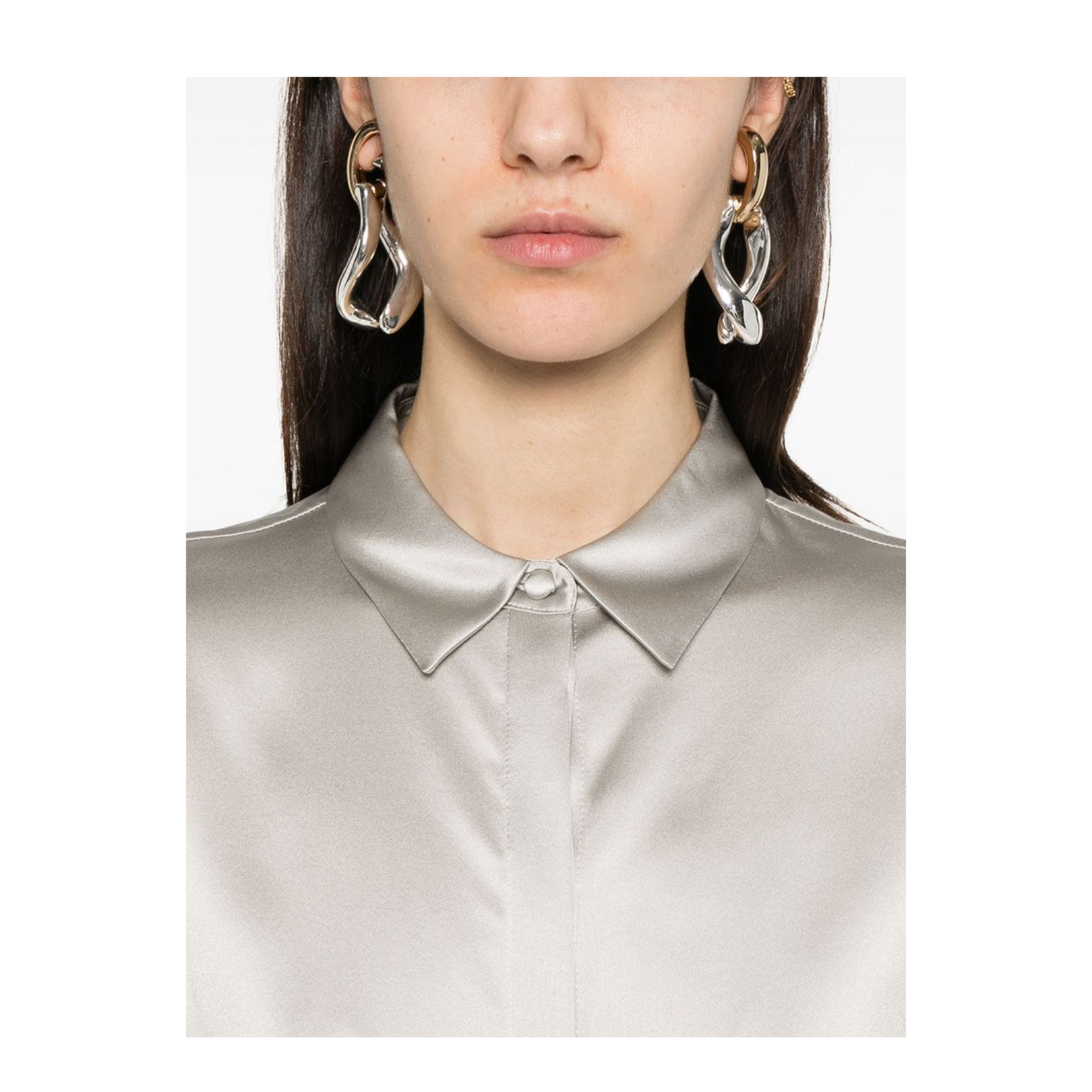 Light Grey Concealed Front Button Fastening Shirt