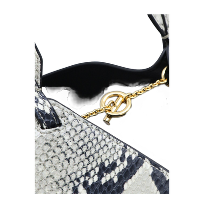 Lotus Mini Python-Embossed Calfskin Tote - Natural