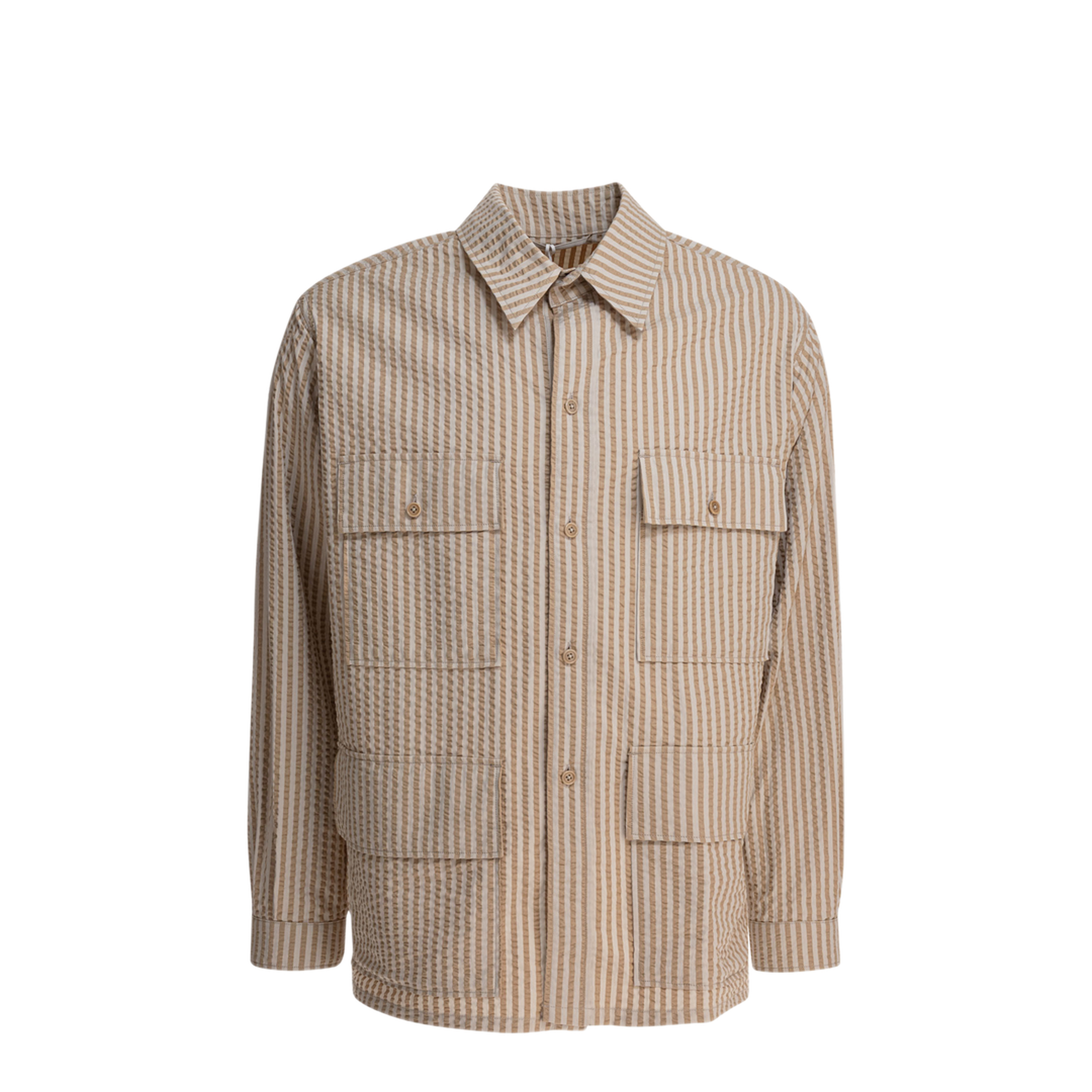MAYFEYR - Kaptain Sunshine - Striped Overshirt Jacket - KS25SJK22GOLDENECRU